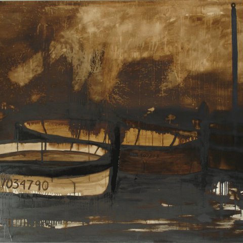 Sans titre, goudron sur toile, 135 x 190 cm, 2005