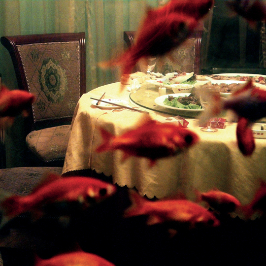 Avec les poissons, 2008. Tirage numérique, contrecollage sur papier mat, 60 x 45 cm