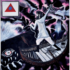 Chasse au cachalot Acrylique sur toile, 200 x 200 cm