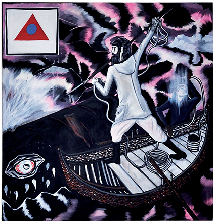 Chasse au cachalot Acrylique sur toile, 200 x 200 cm