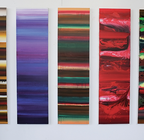 Sans titre, 2012 Acrylique sur toile, 180 x 49 cm chaque