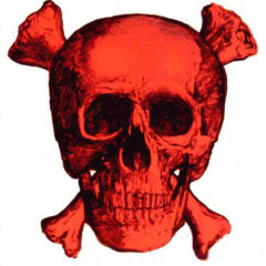 Crâne rouge, 2003 Peinture fluorescente sur toile, 34x27 cm Photographie Frédéric Clavère