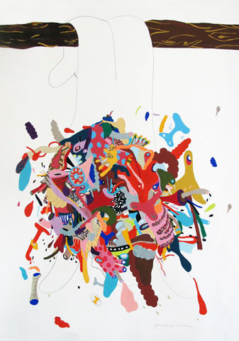 Géographie humaine - 2010 110/75 cm - gouache sur papier