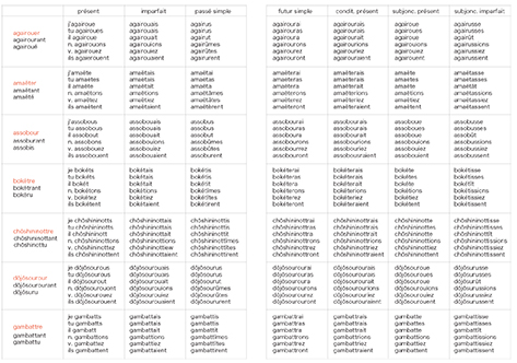 tableau de conjugaison, verbes japonais, livre 10 pages, 14,5 x 21 cm, 2006