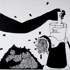 Femme au travail, acrylique sur mur, 300 x 400 cm, 2007