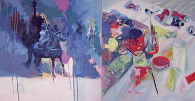 Le dyptique social / 2008 / huile sur toile / 100 x 193 cm