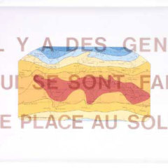 Il y a des gens qui se sont fait une place au soleil, 2000 Encre, acrylique et letraset sur film polyester, 60 x 92 cm Vue d'ensemble et détail Collection privée