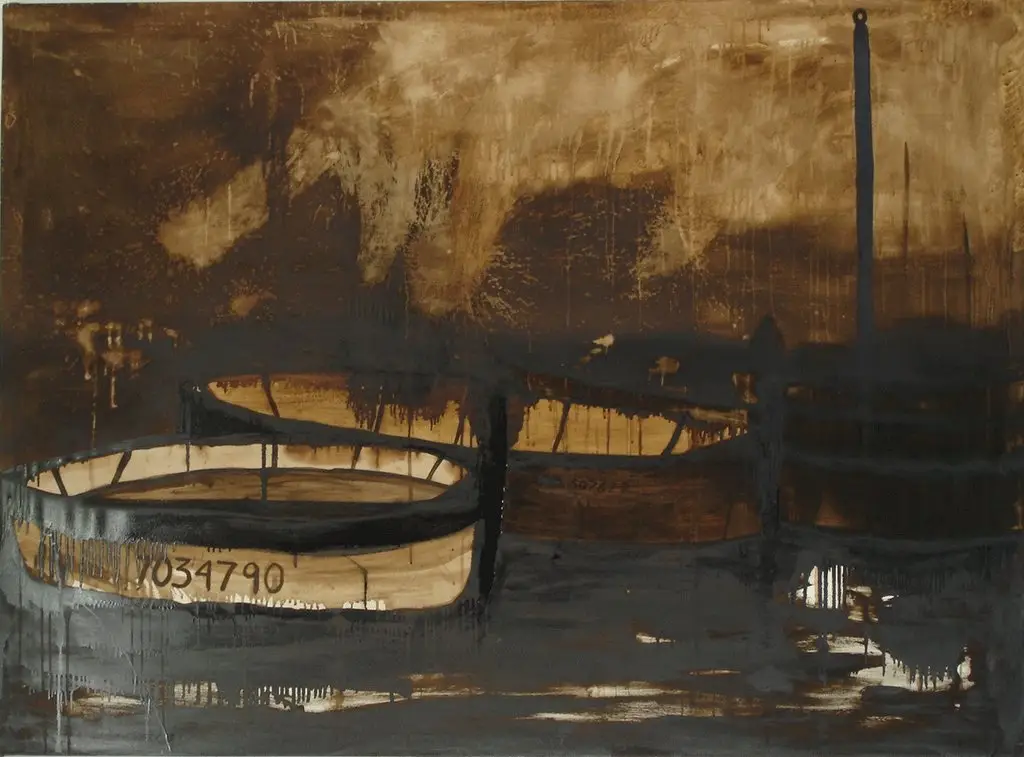 Sans titre, goudron sur toile, 135 x 190 cm, 2005