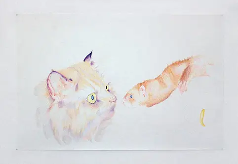 Fidèles castrés / 2008 / crayons de couleurs sur papier / 100 x 150 cm