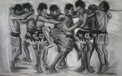 Fight Scene No. 6 - 2011 Pastel sur papier - 150 x 110 cm courtesy Teo+Namfah Gallery