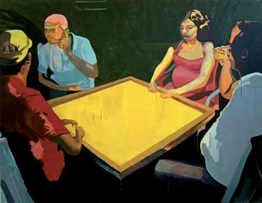 La table de domino, 2011 Acrylique sur toile, 180 x 220 cm